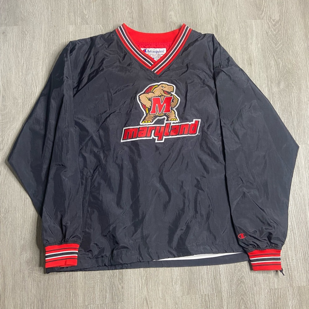 Vintage Maryland Terrapins Champion Pullover Windbreaker Men’s Size XLarge Black